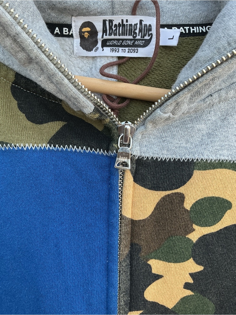 Bape Patchwork Camo Full-Zip Hoodie | Size Large - Picture 3 of 7